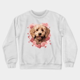 Goldendoodle Dog with hearts Crewneck Sweatshirt